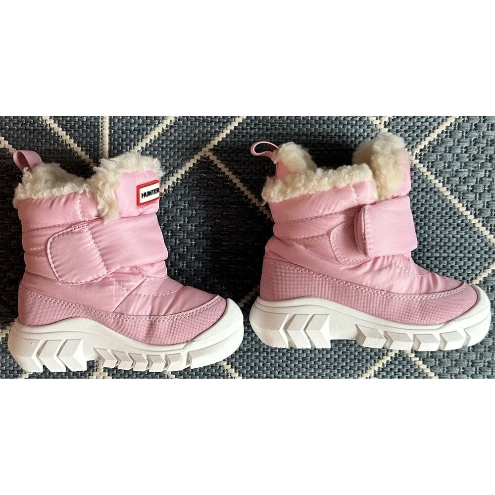 Hunter Kids Igloo Light Pink Insulated Waterproof Faux Fur Snow Boots 8T EUC